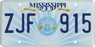 MS license plate ZJF915