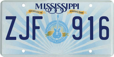 MS license plate ZJF916