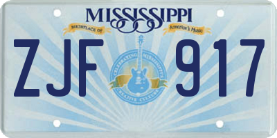 MS license plate ZJF917