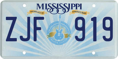 MS license plate ZJF919