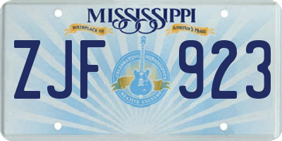 MS license plate ZJF923