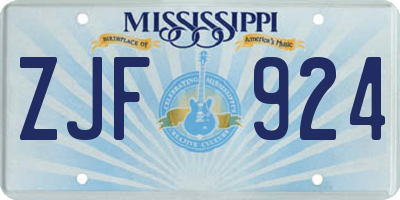 MS license plate ZJF924