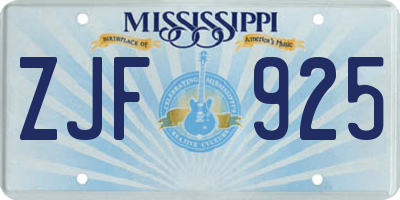 MS license plate ZJF925
