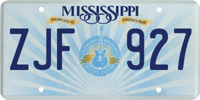 MS license plate ZJF927