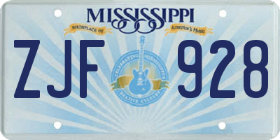 MS license plate ZJF928