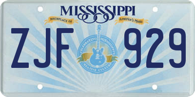 MS license plate ZJF929
