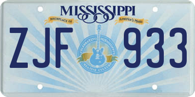 MS license plate ZJF933