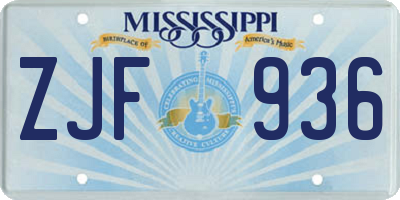 MS license plate ZJF936