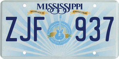 MS license plate ZJF937