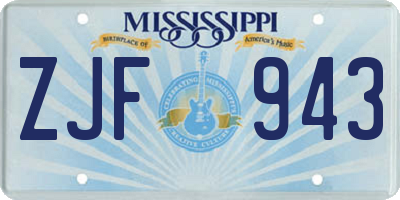 MS license plate ZJF943