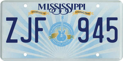 MS license plate ZJF945