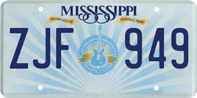 MS license plate ZJF949