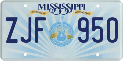 MS license plate ZJF950