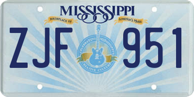 MS license plate ZJF951