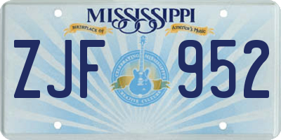 MS license plate ZJF952