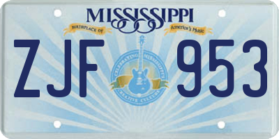MS license plate ZJF953