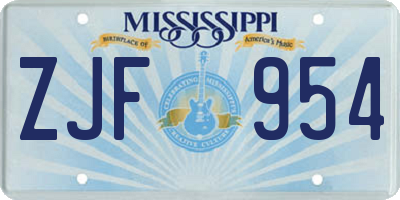 MS license plate ZJF954