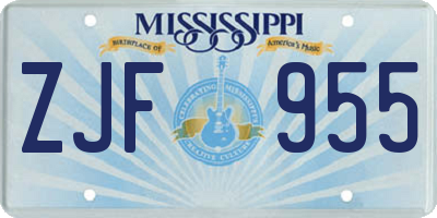 MS license plate ZJF955