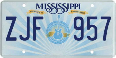 MS license plate ZJF957