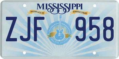MS license plate ZJF958