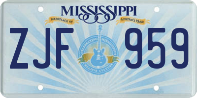 MS license plate ZJF959