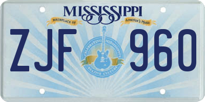 MS license plate ZJF960