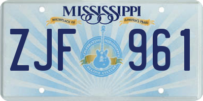 MS license plate ZJF961