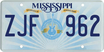MS license plate ZJF962