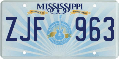 MS license plate ZJF963