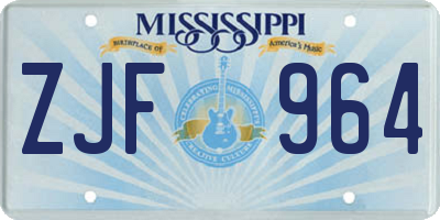 MS license plate ZJF964