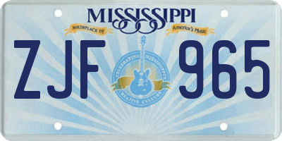 MS license plate ZJF965