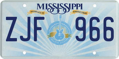 MS license plate ZJF966