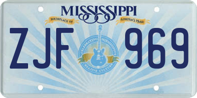 MS license plate ZJF969