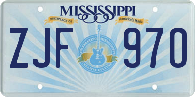 MS license plate ZJF970