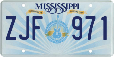 MS license plate ZJF971