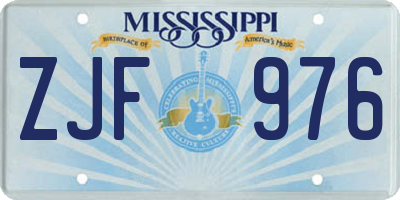 MS license plate ZJF976