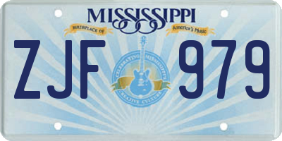 MS license plate ZJF979