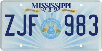 MS license plate ZJF983