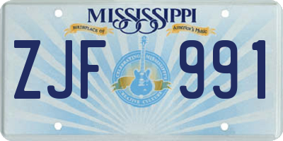 MS license plate ZJF991