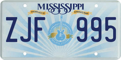 MS license plate ZJF995