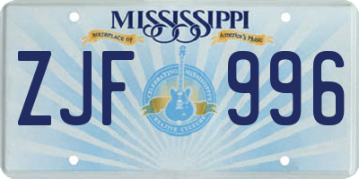 MS license plate ZJF996