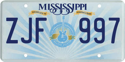MS license plate ZJF997