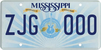 MS license plate ZJG000
