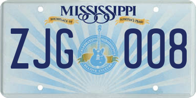 MS license plate ZJG008