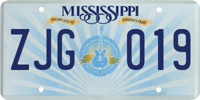 MS license plate ZJG019