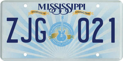 MS license plate ZJG021