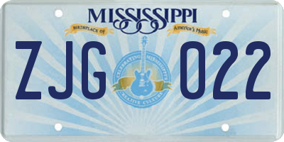 MS license plate ZJG022