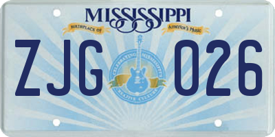 MS license plate ZJG026