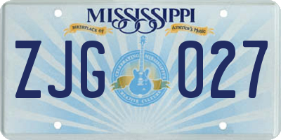 MS license plate ZJG027