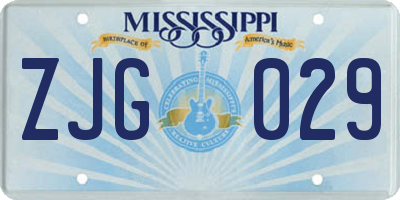 MS license plate ZJG029